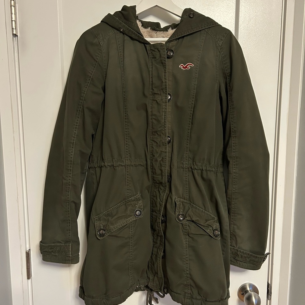 Hollister Dark Green Fleece-Lined Jacket